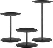 Set di candelabri in metallo nero, 3 pezzi, candelabri a colonne, adatti come decorazione da tavolo, decorazione da camino o per un'arredamento gotico.