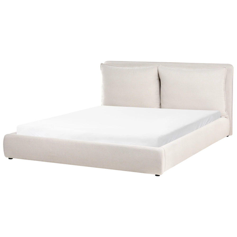 Letto matrimoniale bouclè beige con testiera imbottita 180 x 200 cm camera da letto moderna