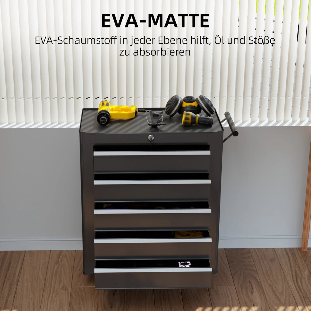 Cassettiera mobile con 5 cassetti ¨C zephmum ¨C nero, acciaio, 60x40x138
