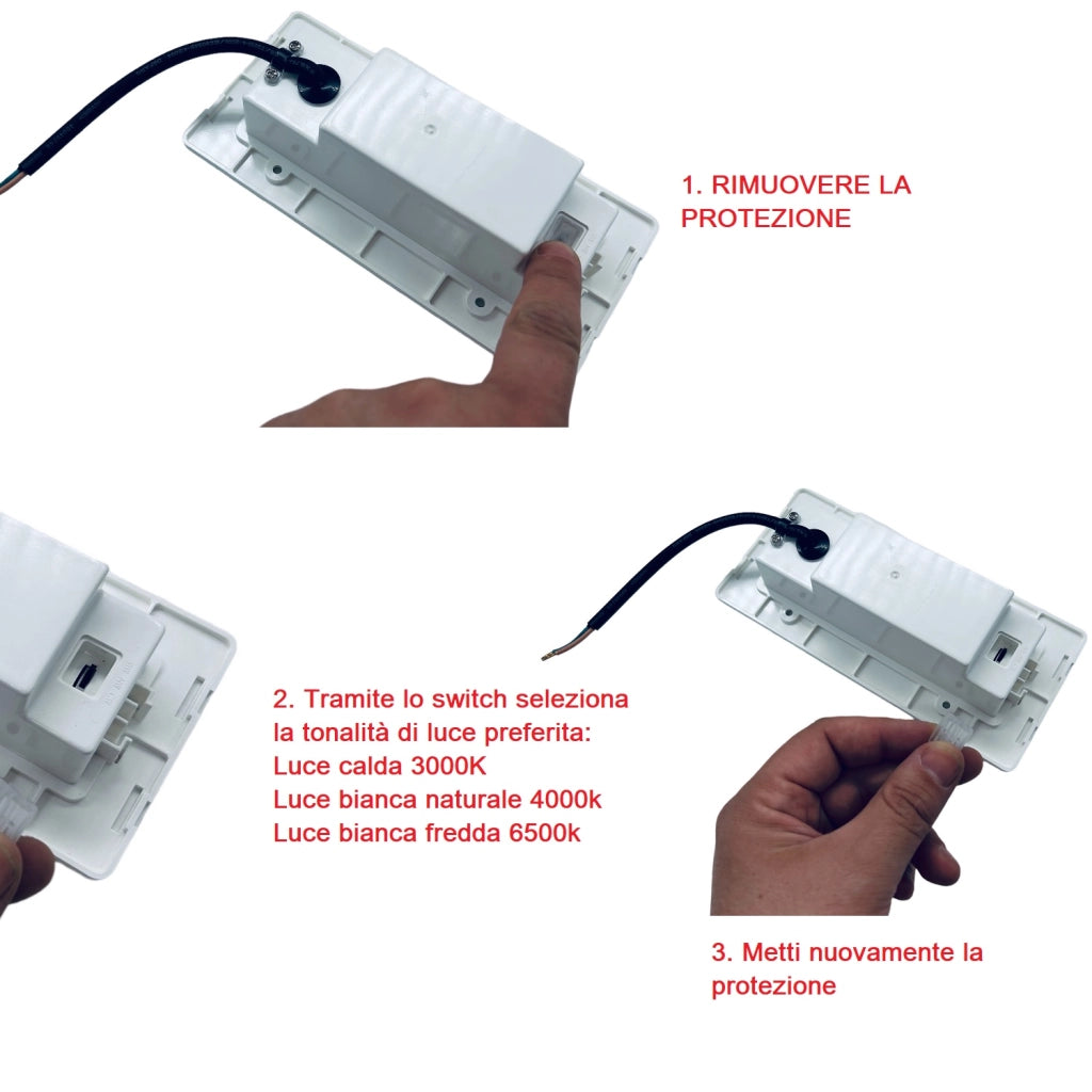 Faretto Segnapasso led IP65 compatibile per scatola 506 da 5W CCT cambia 3 Tonalità Luce Bianca