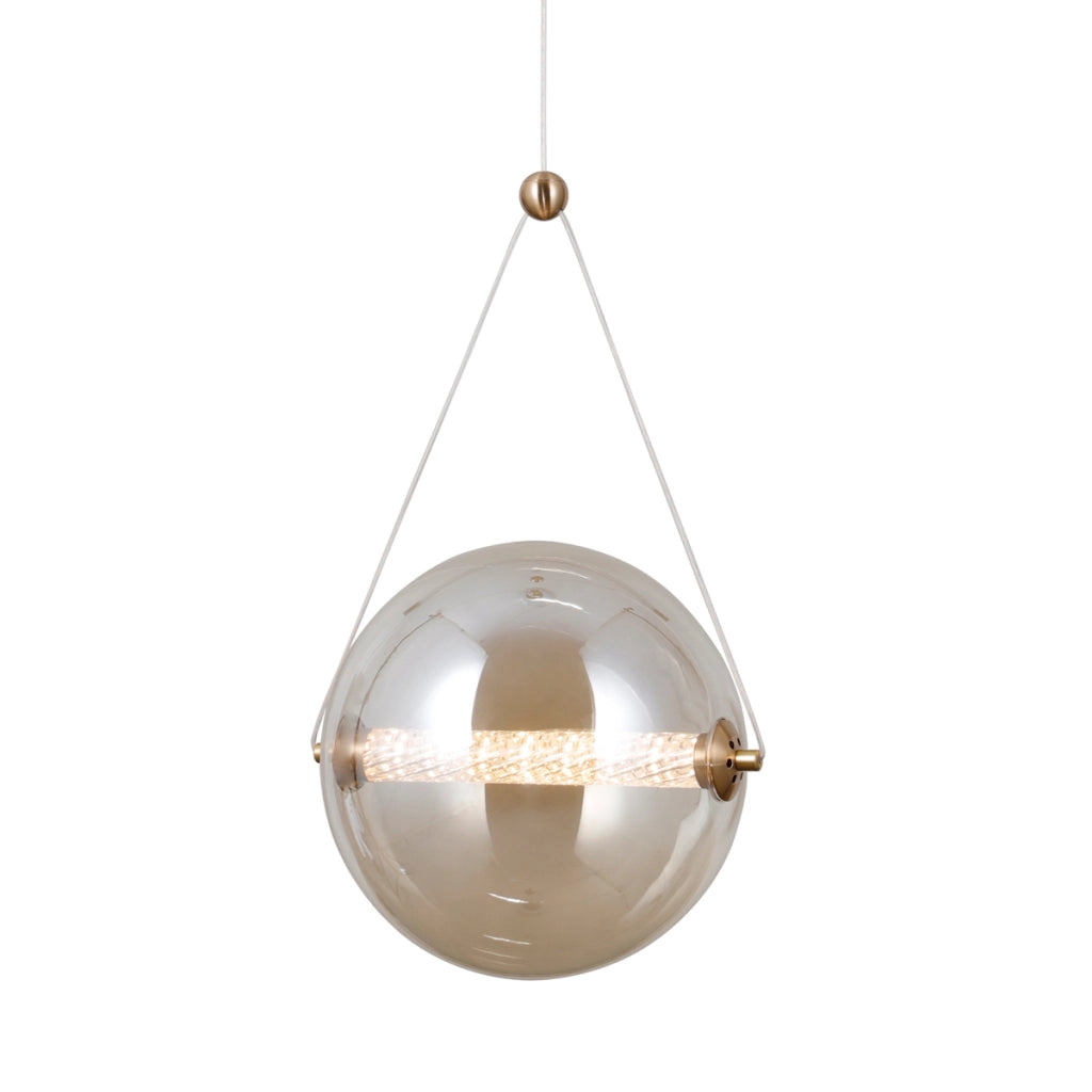 Sospensione Italux Rastia vetro ambra ottone LED 12W