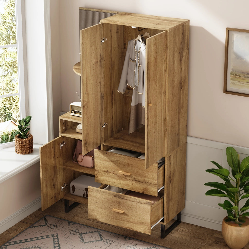 Garderoba compatta da ingresso con pannelli imbottiti, scarpiera e cassetti 110x38x186 cm