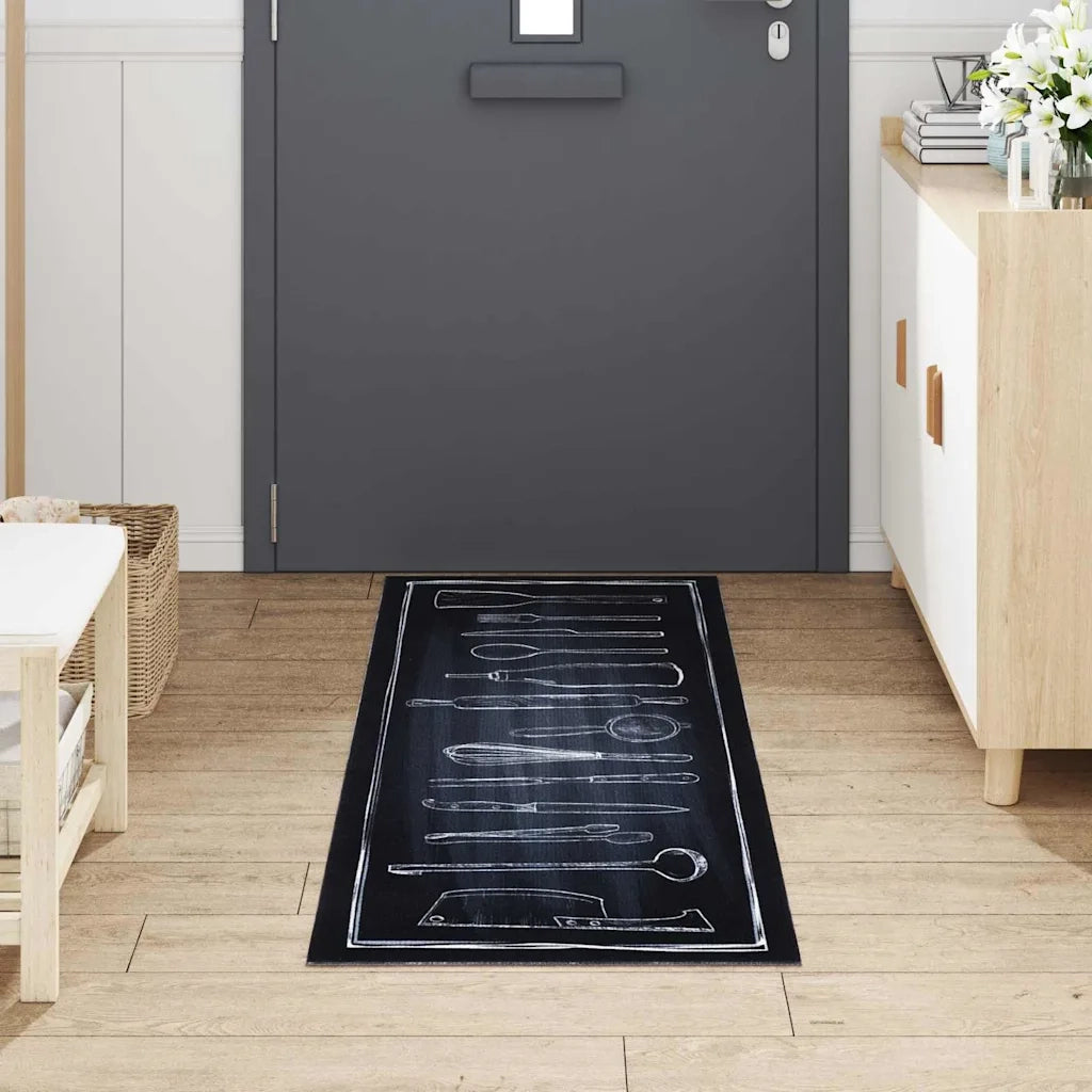 Tappeto da Cucina Nero 180 x 60 cm Velluto 42013431