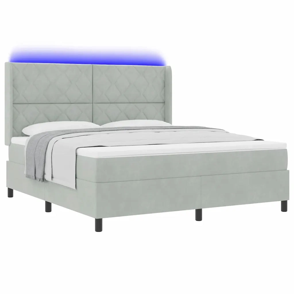 Letto a molle con materasso Grigio chiaro 180 x 200 cm Velluto