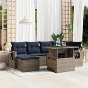 Set Divani da Giardino 7 pz con Cuscini Grigio in Polyrattan 3268051