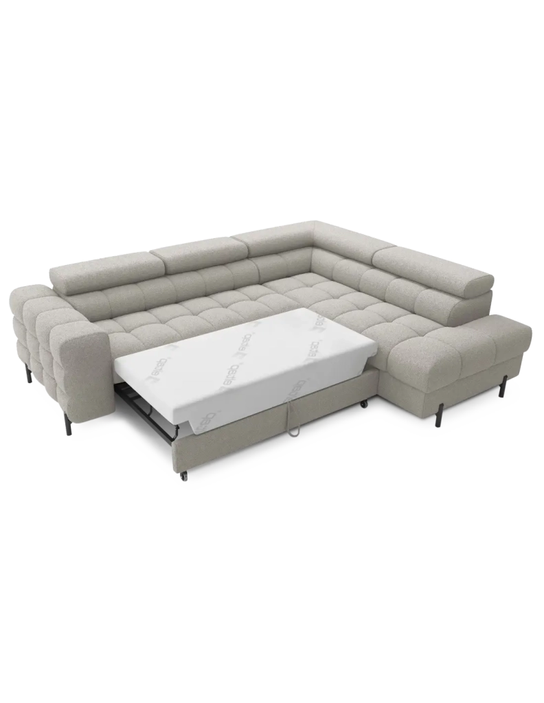 Divano angolare destro convertibile Beige 5 posti FERRUM con chaise longue 276x93x200cm