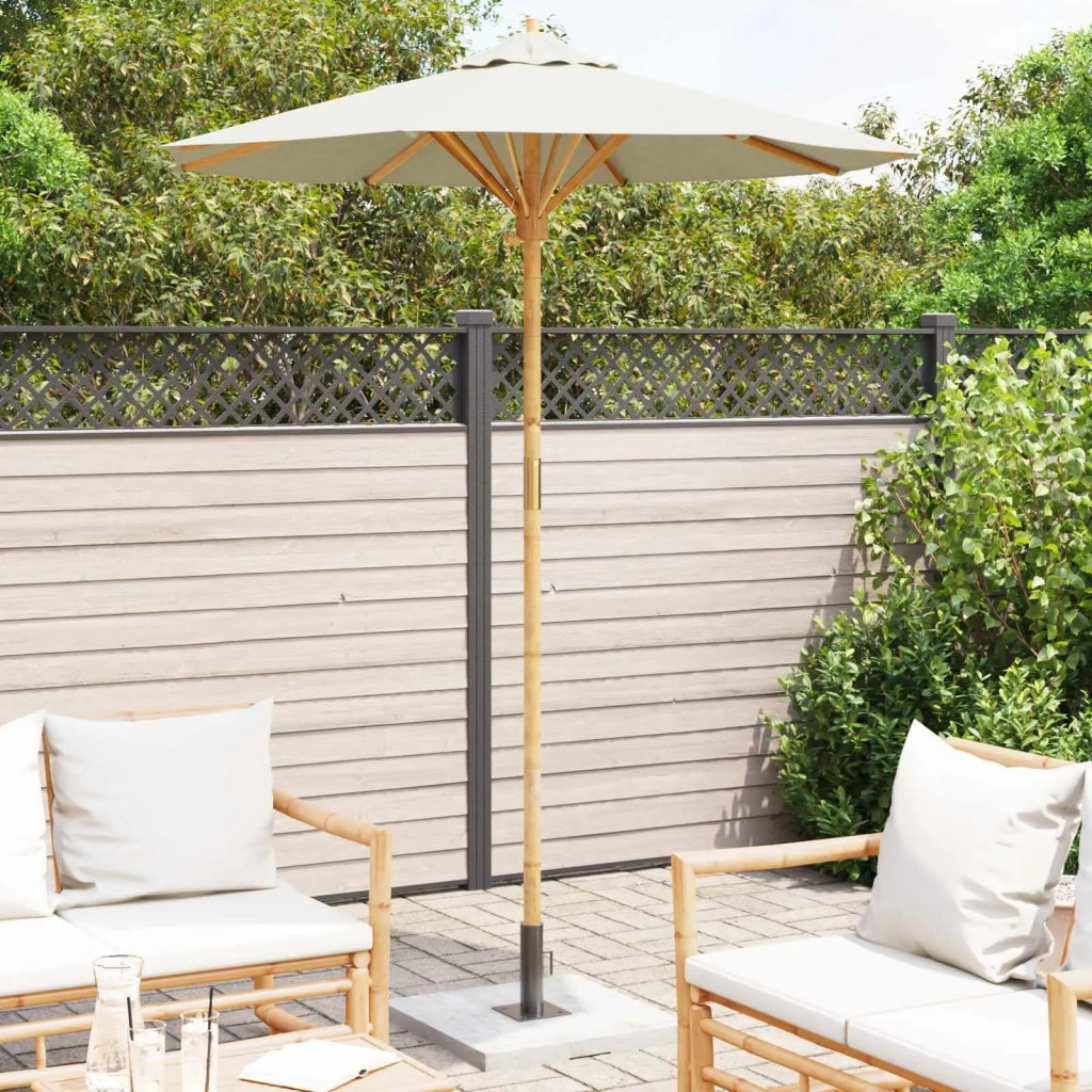 Ombrello da giardino-Ombrellone da spiaggia Bianco Crema ? 180 x 230 cm Bamb¨´