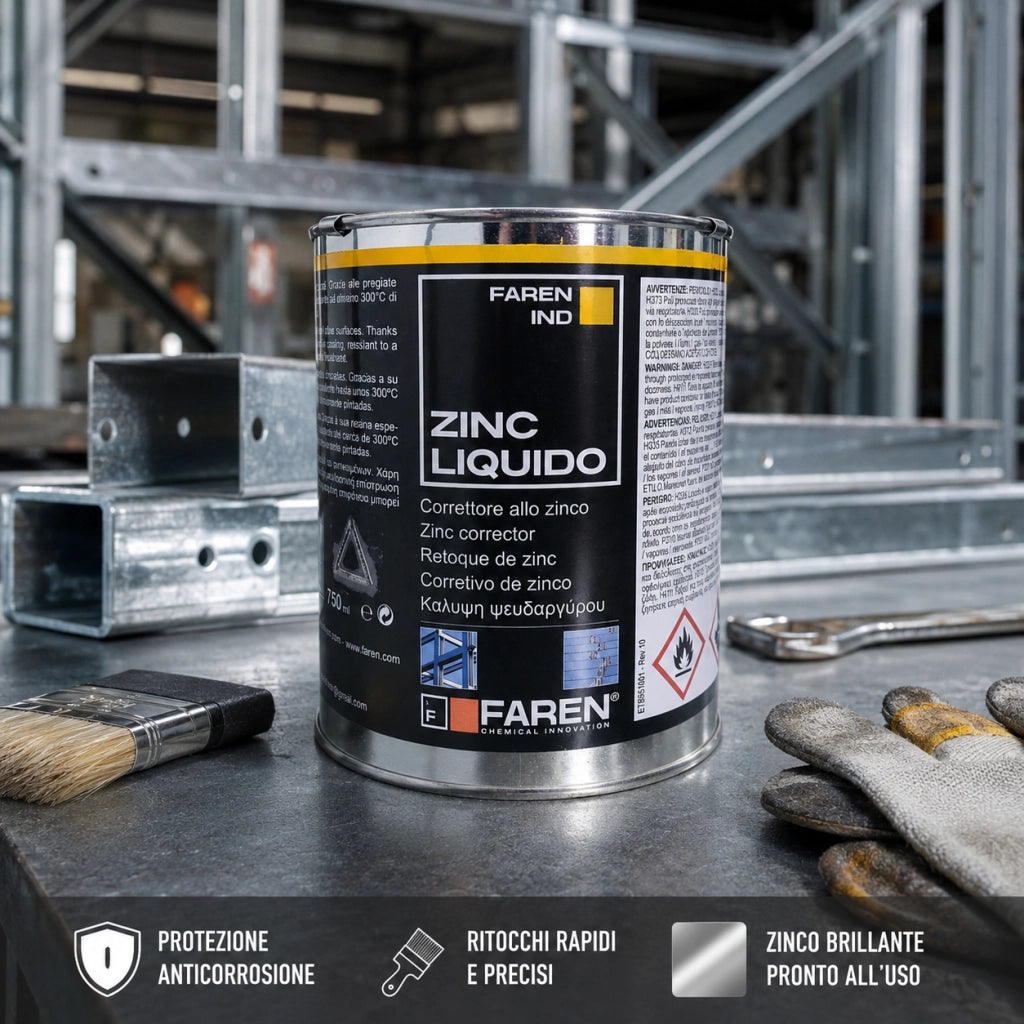 Faren zinc zincante a freddo puro 98% brillante resistente alte temperature 750ml