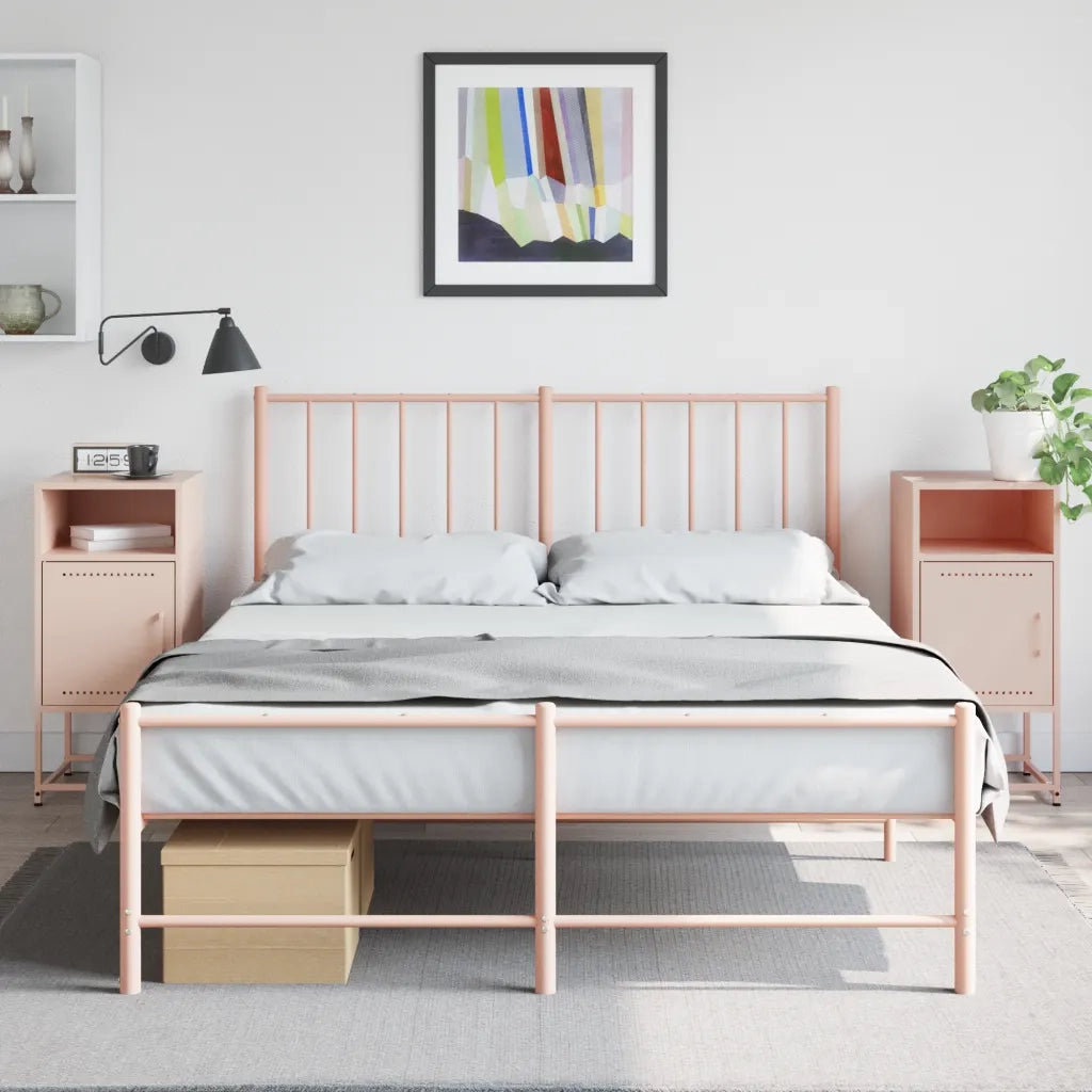 Set di 2 Comodini | Armadio da Notte | Mobiletto da notte Rosa 36x39x78 cm in Acciaio