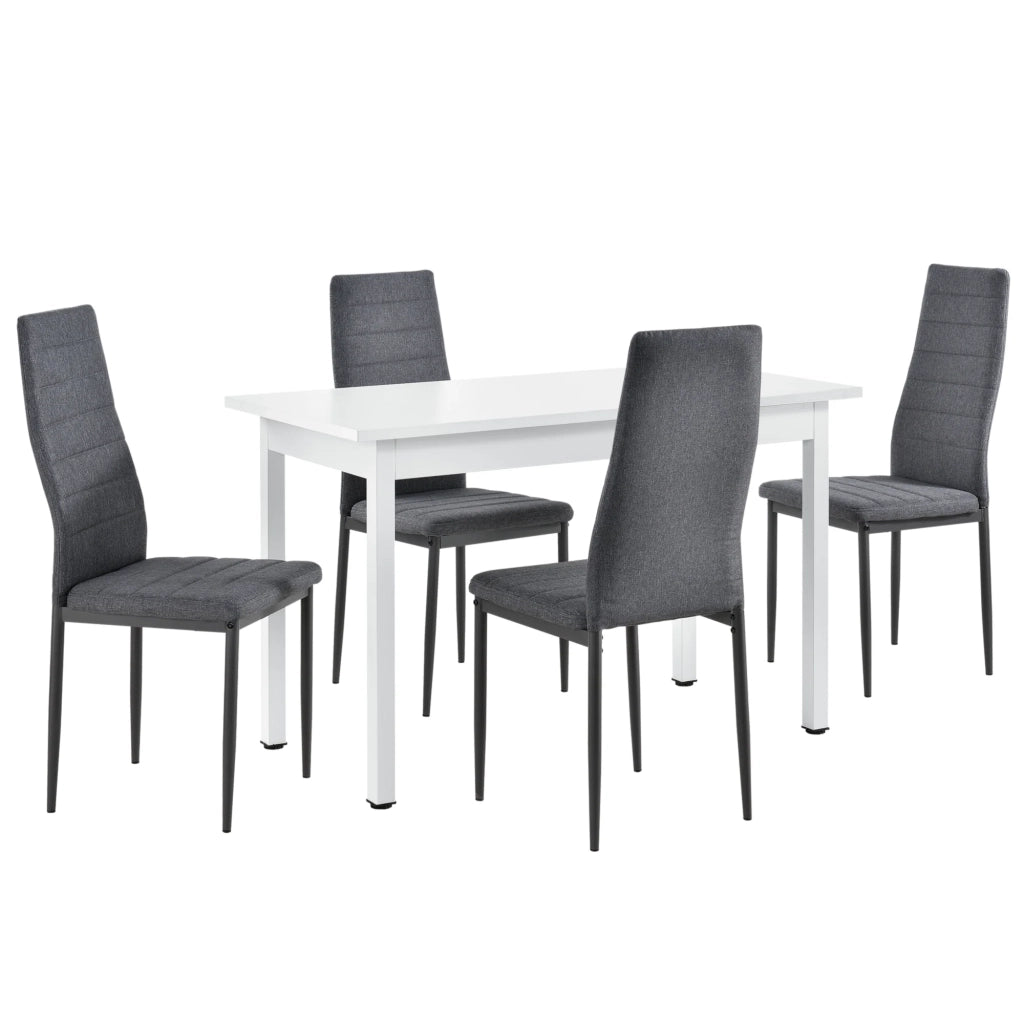 Tavolo da pranzo da cucina 120 cm con 4 sedie MDF acciaio bianco e grigio 03_0004248