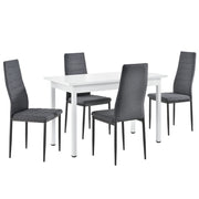 Tavolo da pranzo da cucina 120 cm con 4 sedie MDF acciaio bianco e grigio 03_0004248