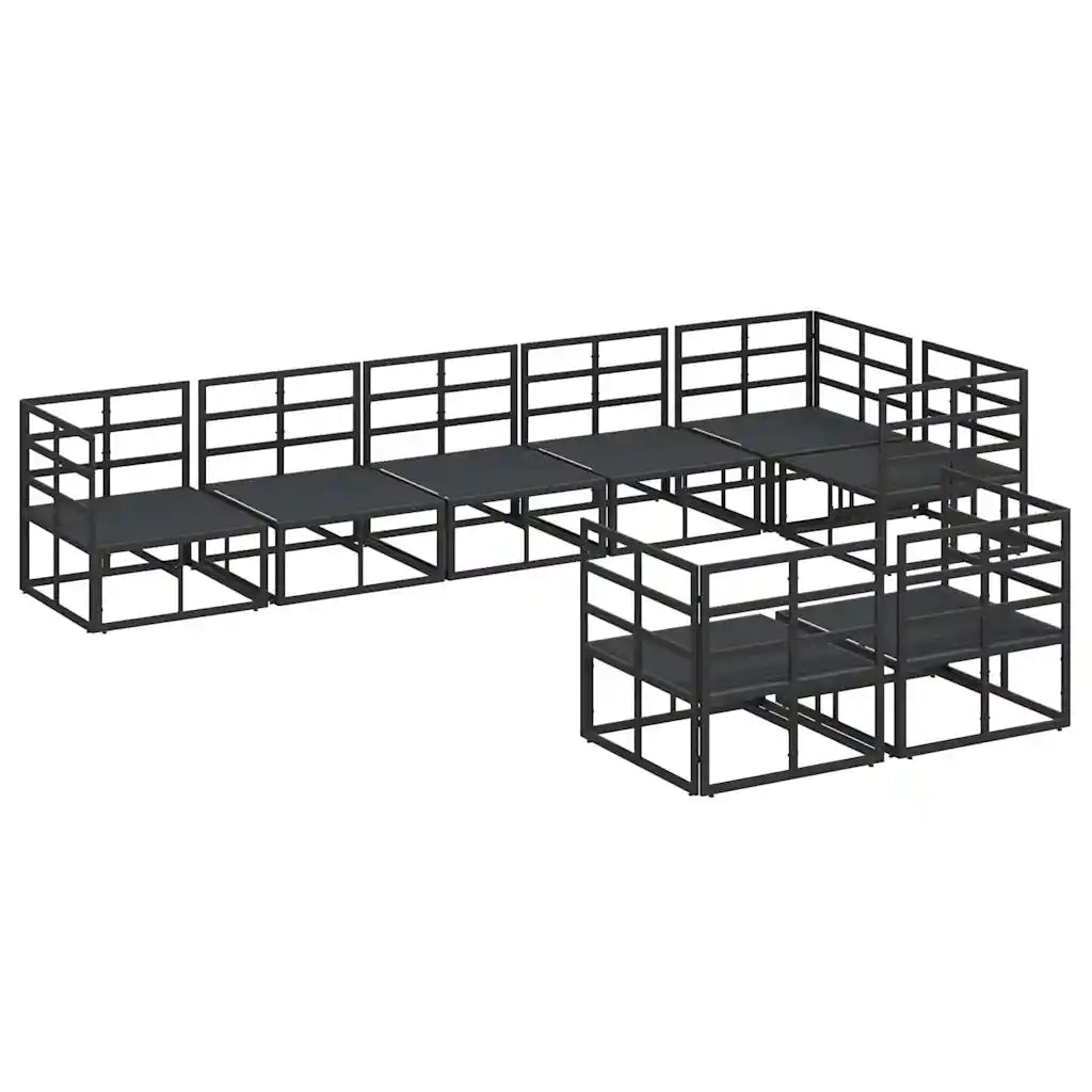 Set Divano da Giardino con cuscino 8 pcs Nero Alluminio