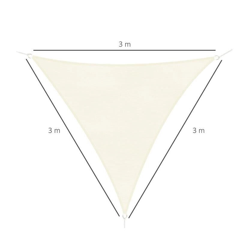 TENDA DA SOLE A VELA OMBREGGIANTE TRIANGOLARE 3 X 3 X 3 MT COLORE CREMA