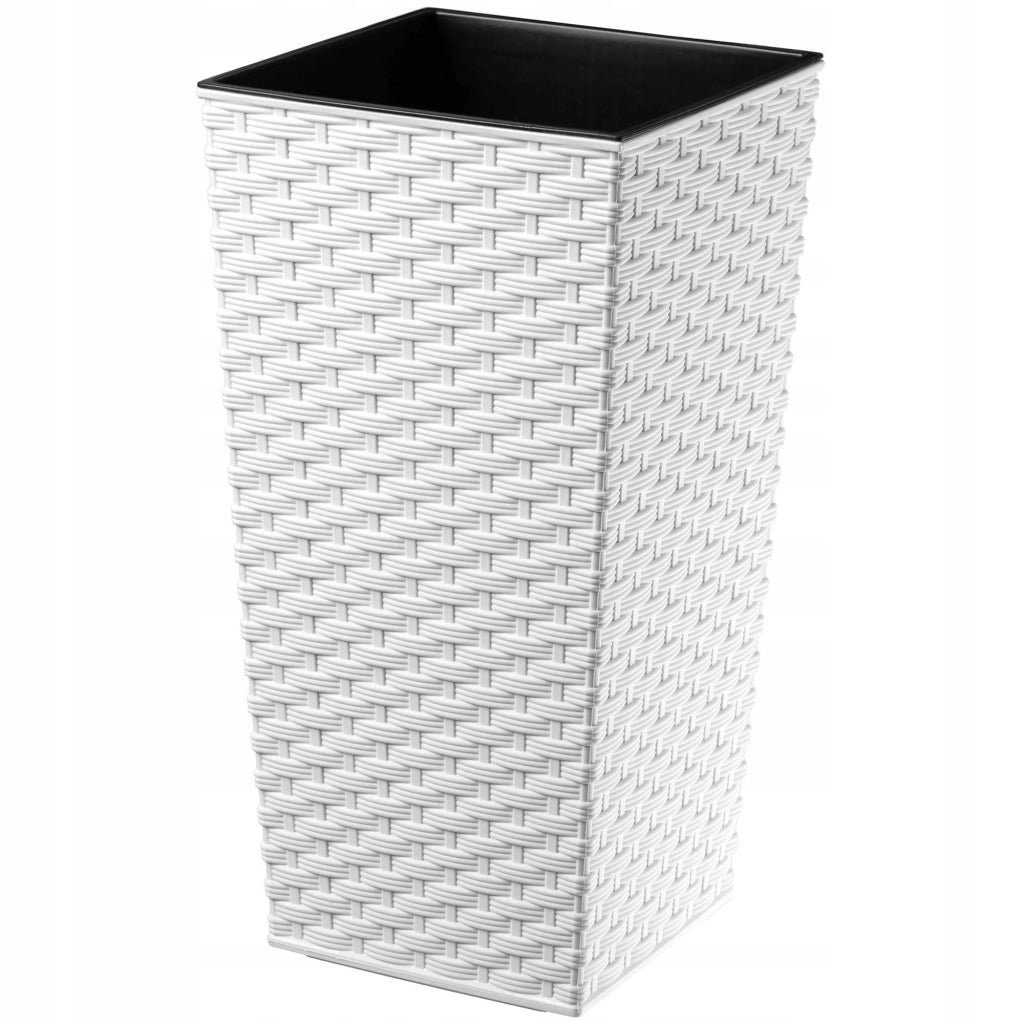 Vaso da giardino KADAX con inserto per fiori, grande e alto, 29x57 cm, bianco.