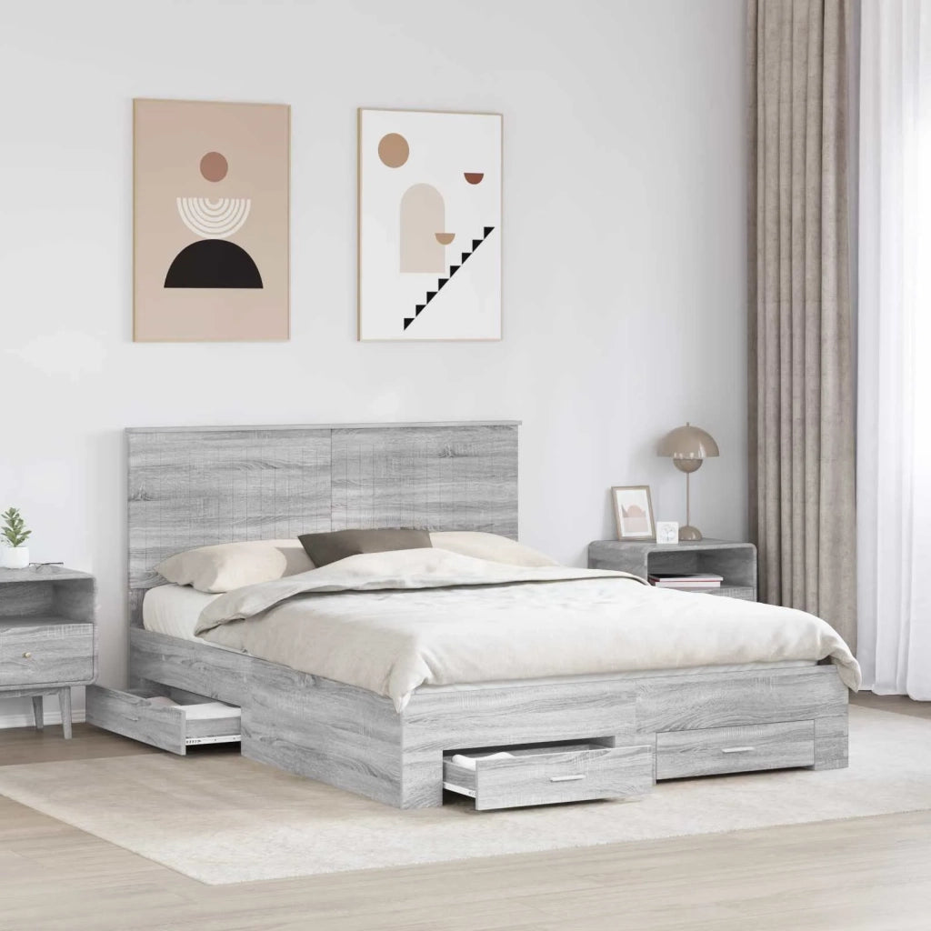 Struttura del letto con testiera Grigio Sonoma 150 x 200 cm