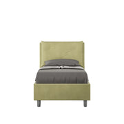 Letto imbottito Singolo 80x200 cm Appia - Con rete,Microfibra,Tè verde