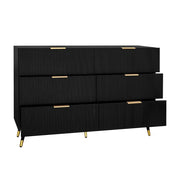Madia con 6 Cassetti; Maniglie e Gambe Dorate per Soggiorno in Pannello di Particelle 120×40×77 cm