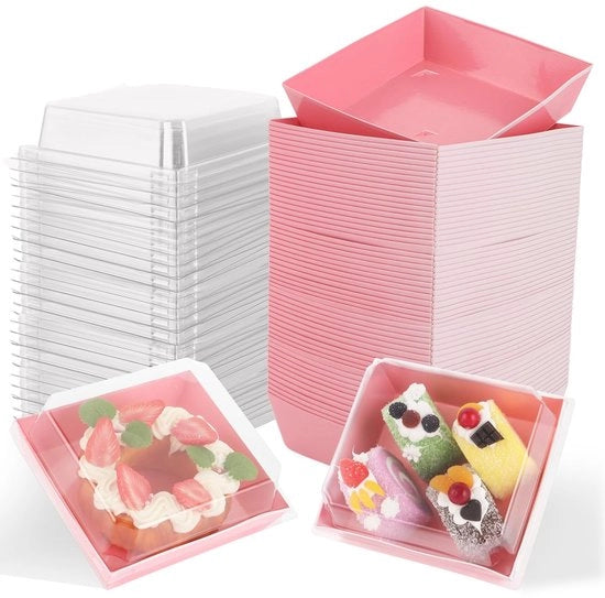 Scatola per torte da 75 pezzi - Cartone 13,5x12,5x6,5 cm - Scatola per torte con coperchio - Scatola per cupcake - Scatola per bento per torte - Conservazione degli alimenti freschi - Scatola per forno da 75 pezzi