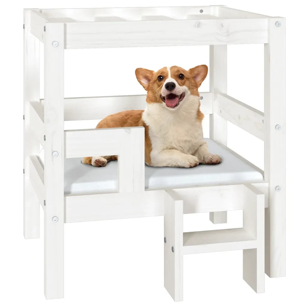 Cuccia per Cani Bianco 55,5x53,5x60cm in Legno Massello di Pino 822368