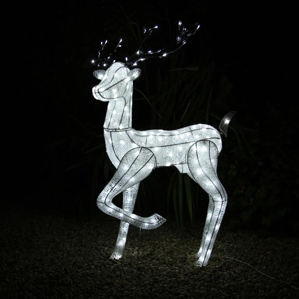 Renna di Natale Luminosa Decorazione da Esterno per la Casa Luci LED Bianco Ghiaccio Figura Luminosa Luci di Natale - Maschio - Bianco
