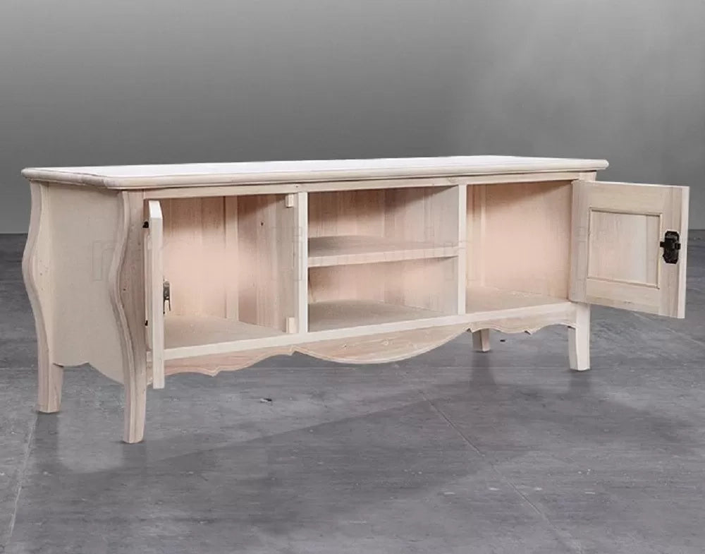 Porta tv  classico in legno bombato 2 porte grezzo l.160 p.50 h.61 (3084) - Mobili 2G