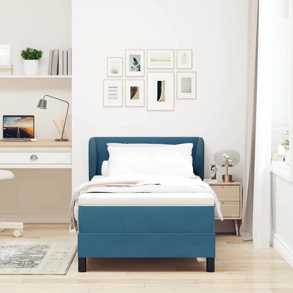 Letto a molle con materasso Blu scuro 80 x 200 cm Velluto 3340362