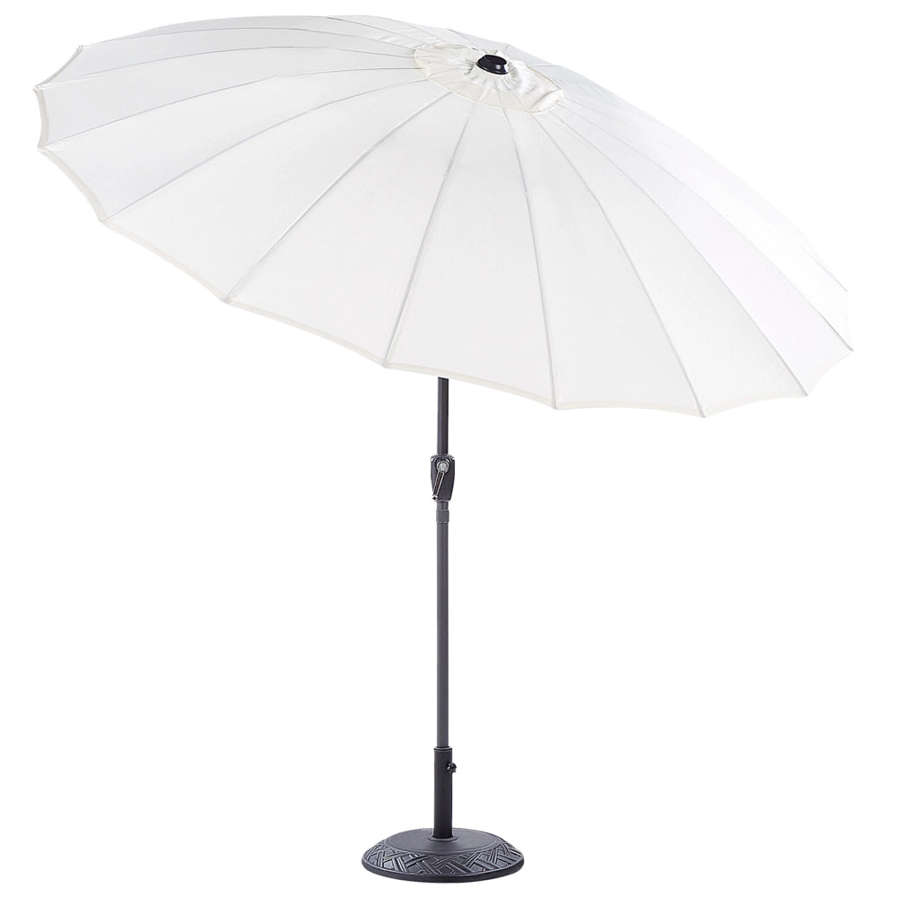 Ombrellone tessuto beige chiaro palo in acciaio ⌀ 255 cm ottagonale da esterno a manovella inclinabile resistente ai raggi uv
