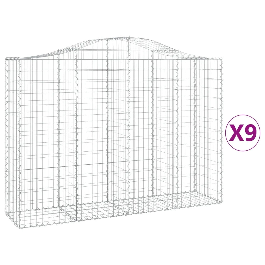 Cesti Gabbioni ad Arco 9 pz 200x50x140/160 cm Ferro Zincato 3145689