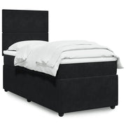 Giroletto a Molle con Materasso Nero 90x200 cm in Velluto