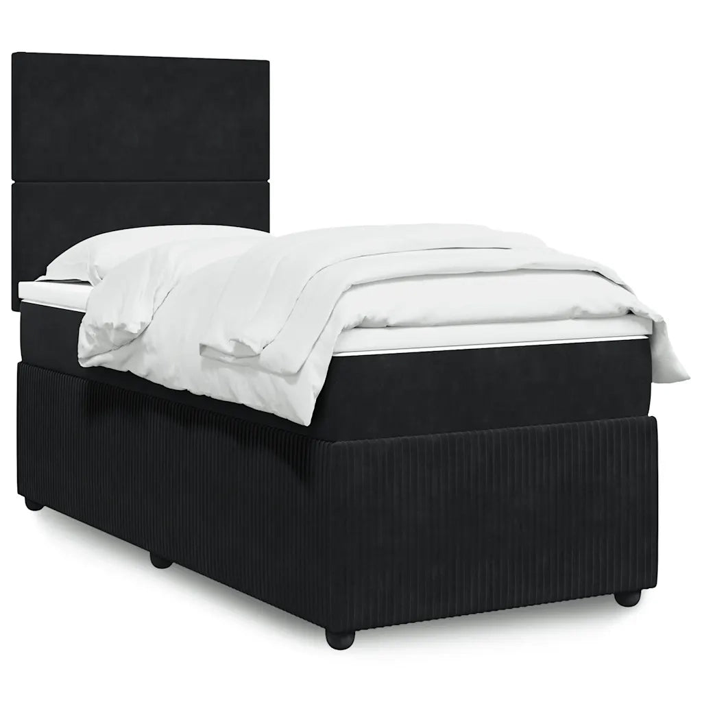 Giroletto a Molle con Materasso Nero 90x200 cm in Velluto