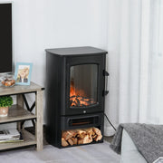 CAMINO ELETTRICO freestanding 44,5x32,1x74 cm nero vetro e metallo