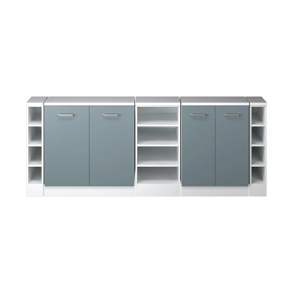 Set di mobili sottotetto Rion Grigio-blu/Bianco 210 cm Set di 5 carcasse armadio profondità 60 cm Vicco