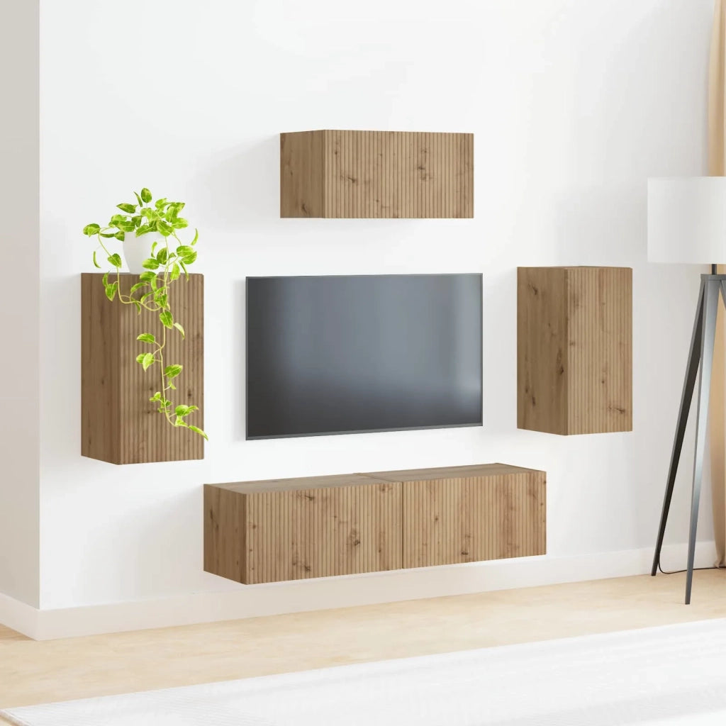 Set mobile TV 5 pcs Rovere artigianale Legno multistrato 3409077