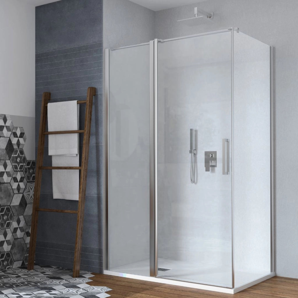 Parete fissa porta battente 6mm cristallo temprato cromo lucido *** misure 97-99xh195 trasparente, confezione 1