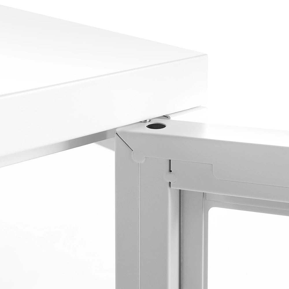 Credenza in metallo bianco 3 ante ripiani in vetro temperato gambe soggiorno moderno
