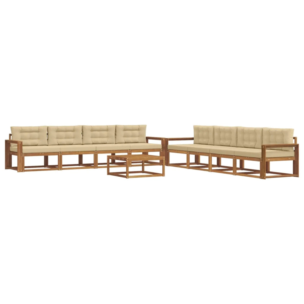 Set di divani da esterno con cuscino 9 pcs Naturale e Beige 3367376