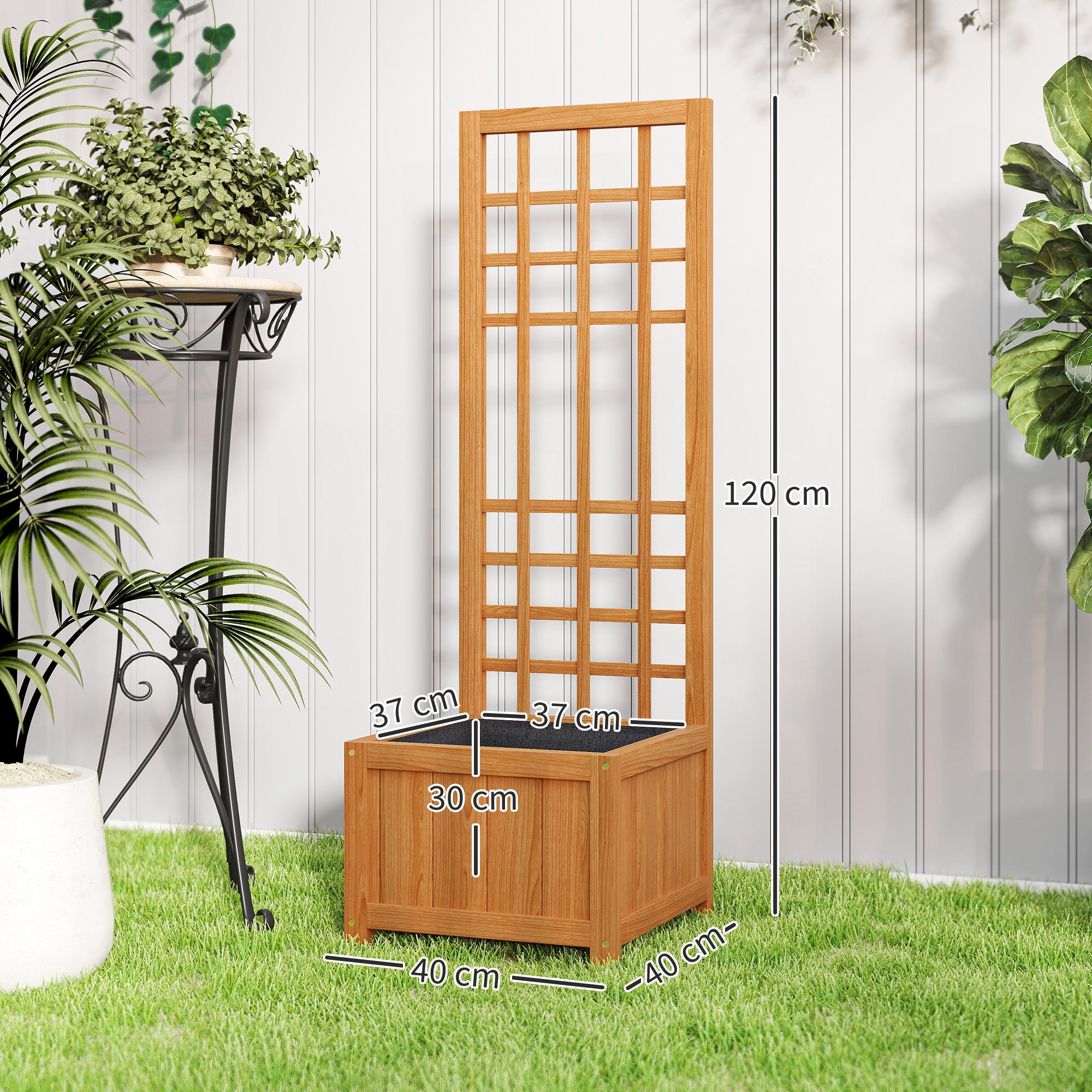 Fioriera con Traliccio per Rampicanti 40x40x120 cm in Legno Marrone