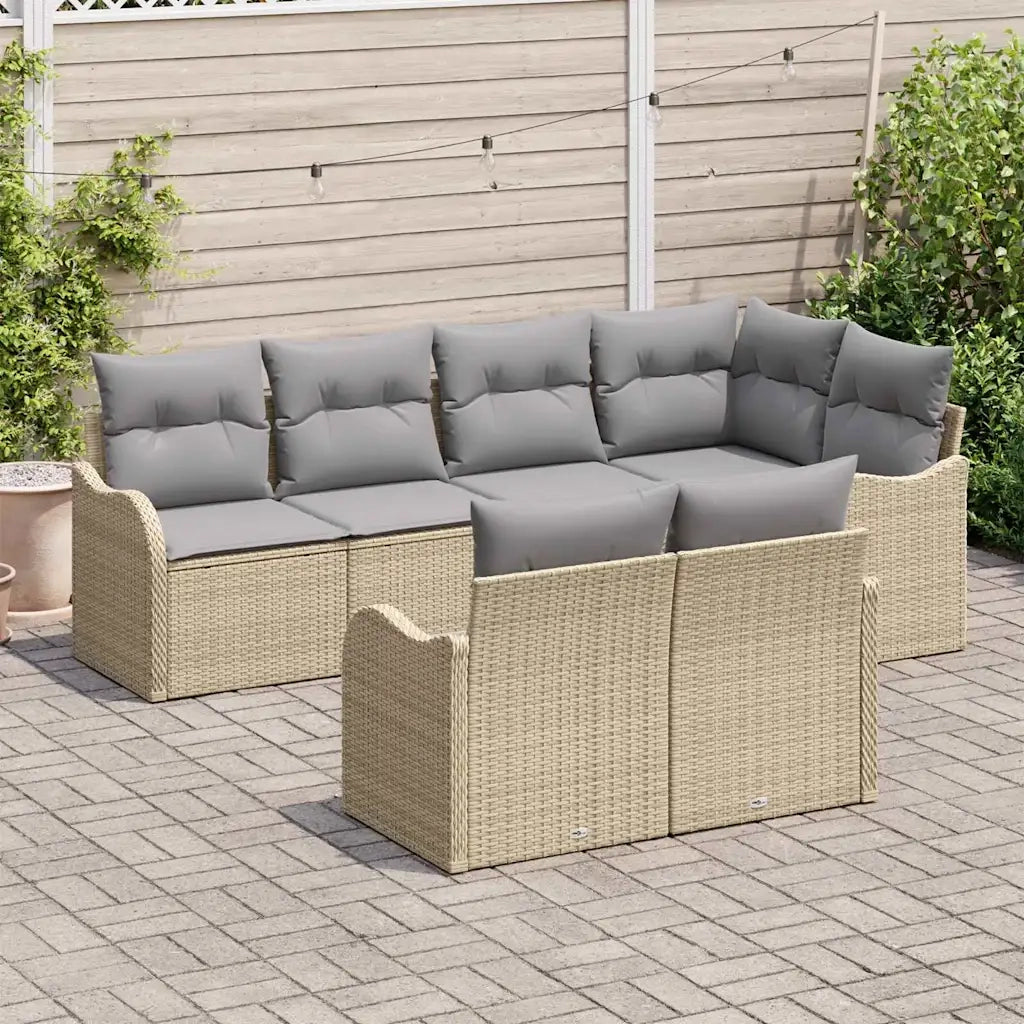 Set Divano da Giardino 7 pcs Beige Poly Rattan 3354409