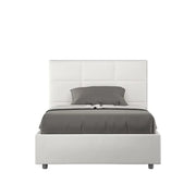 Letto matrimoniale francese con rete imbottito 140x190 similpelle bianco Mika