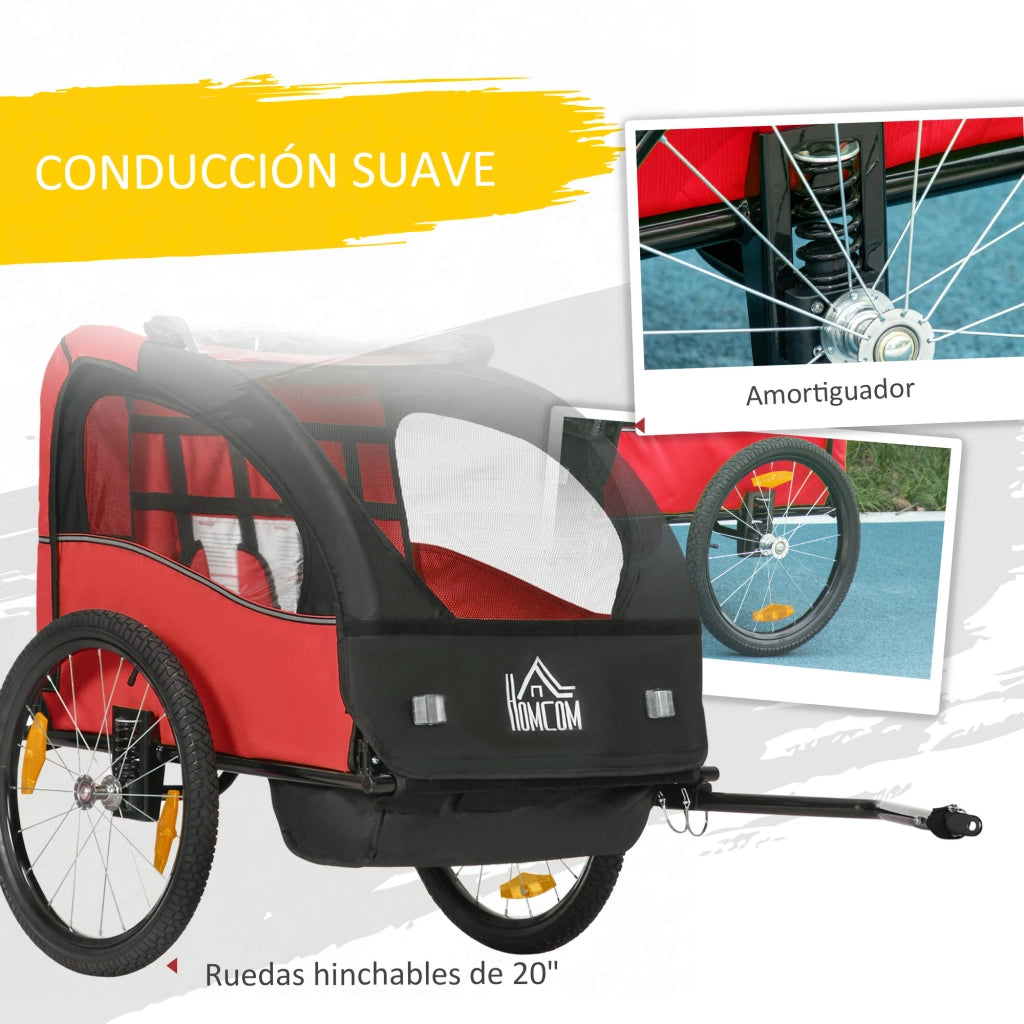 Carrello per Biciclette Bambini con Sicurezza ¨C zephmum ¨C Rosso 140x88x90 cm