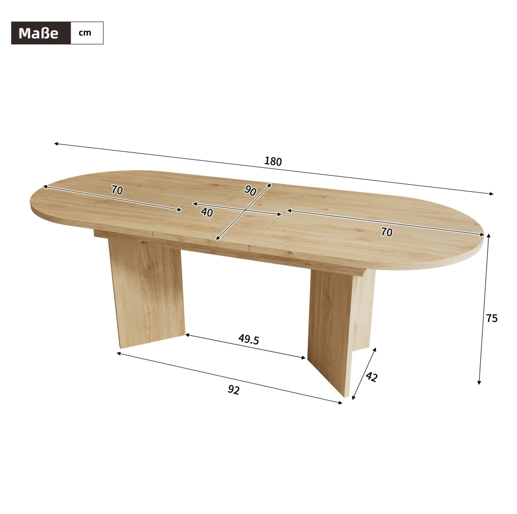 Tavolo da pranzo allungabile in MDF; finitura rovere