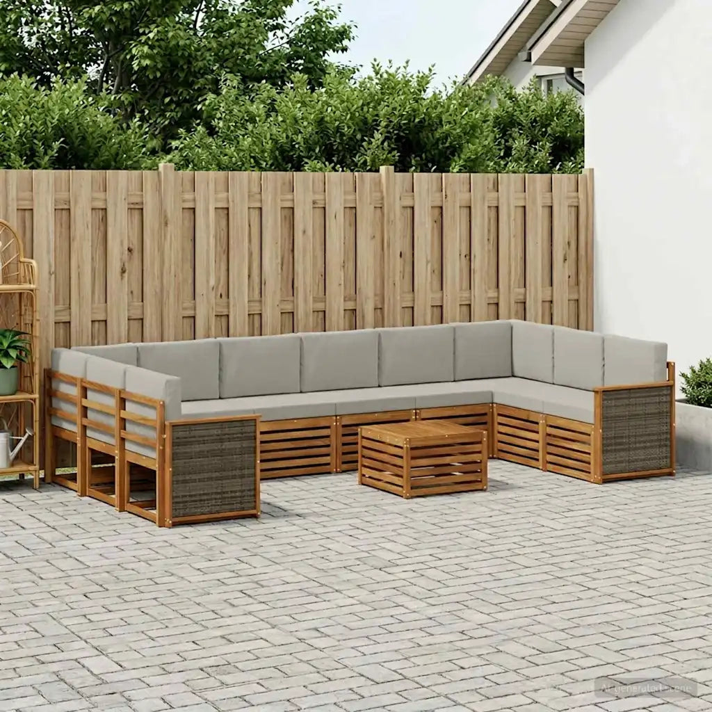 Set di divani da esterno 8 pcs Naturale e Grigio Chiaro 3384917