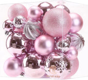 Set di 36 palline di Natale in diverse dimensioni, decorazione rossa in vetro per albero di Natale, corona e pendente.