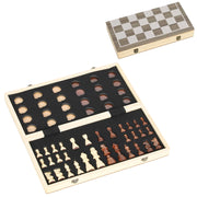 Set da gioco pieghevole, scacchi e dama, custodia compatta, noce, accessori
