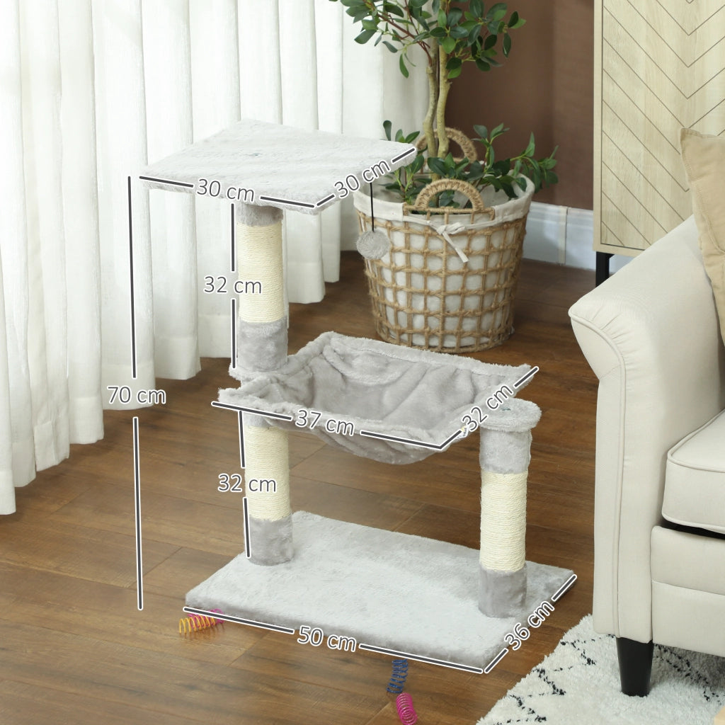 Arbre ¨¤ chat con 3 griffoirs sisal plateforme hamac ¨C zephmum ¨C 50x26x70 cm grigio