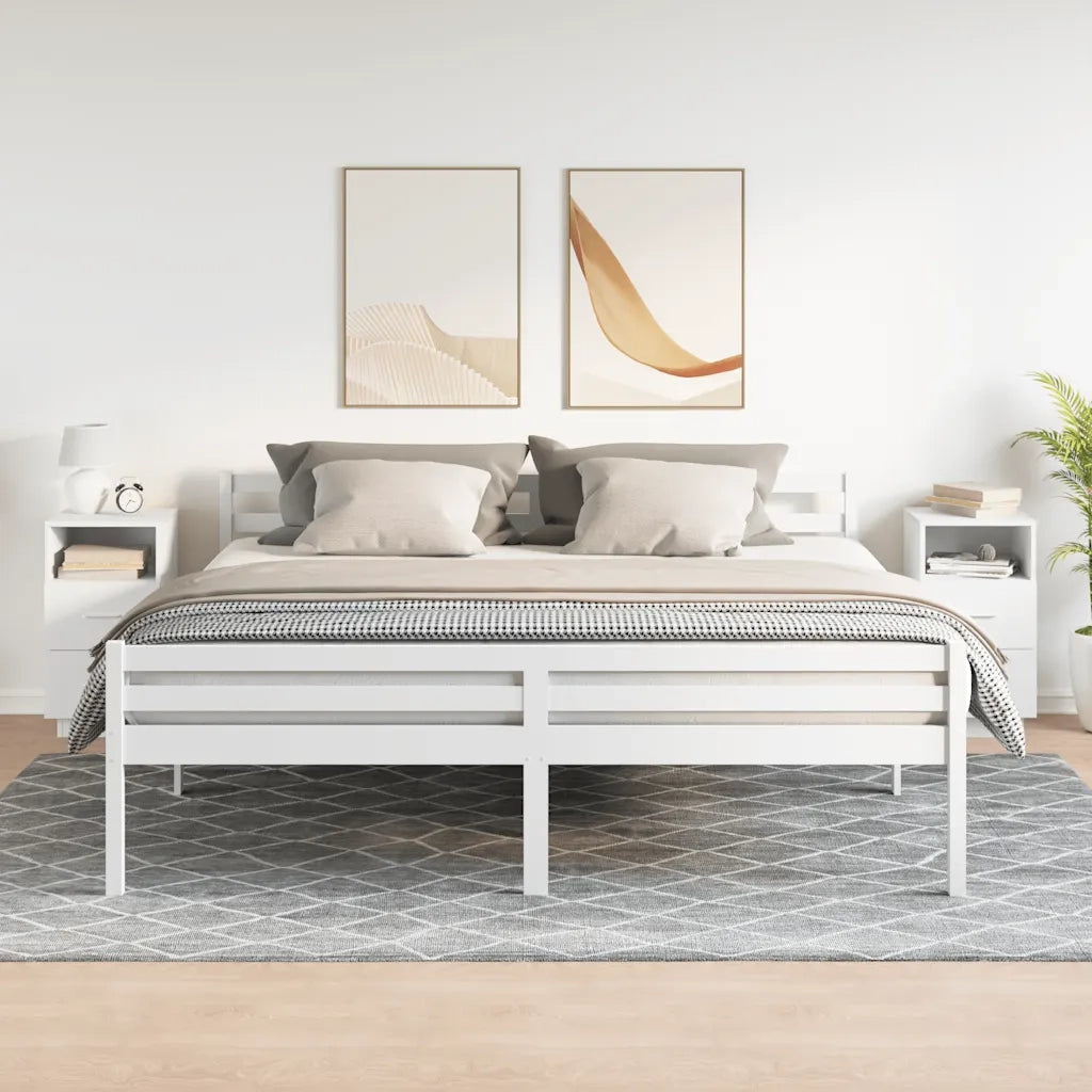 Comodini 2 pz con 2 Cassetti-Set di 2 Tavolino da notte Bianchi 36x36x68 cm