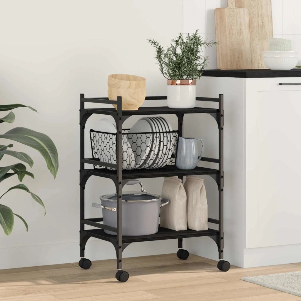Carrello da Cucina Rovere Nero 50 x 35 x 75.5 cm