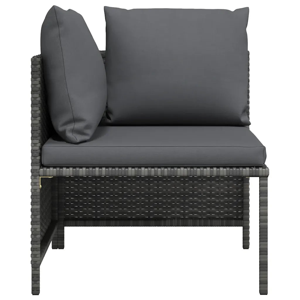 Divano ad Angolo Modulare con Cuscini in Polyrattan Grigio cod mxl 61280