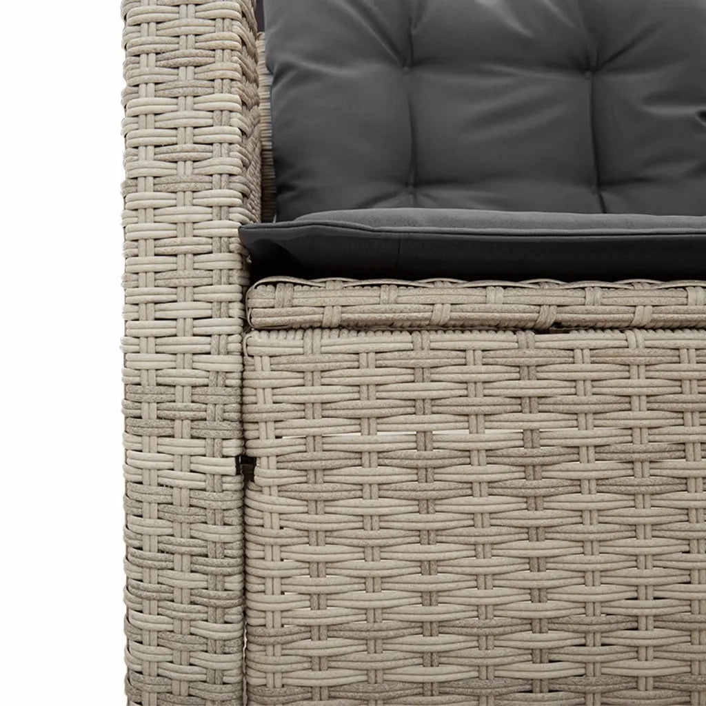 Divano Giardino | Set Salotto da Giardino Tavolo e Cuscini a L Grigio Chiaro Polyrattan