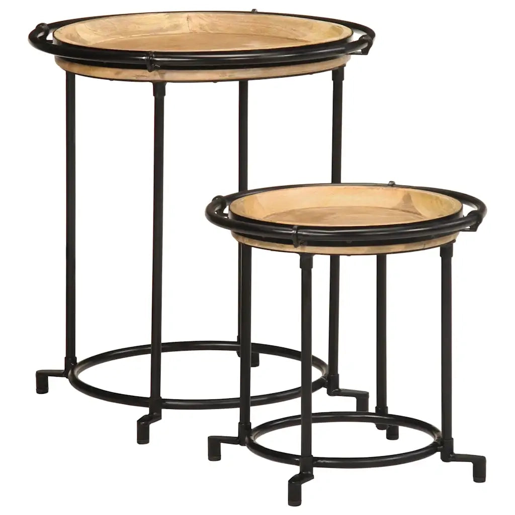 Set Tavolino 2 pz in Legno Massello di Mango